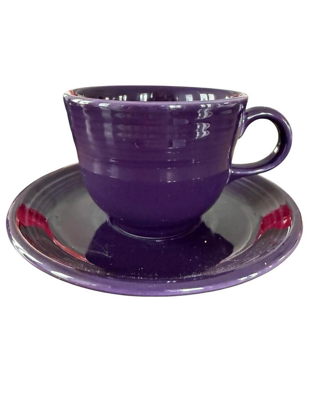 Fiesta Coffe Cup And Saucer Homer Laughlin Made In USA Purple